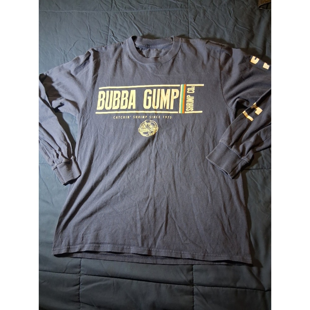Bubba Gump Shrimp Co Long Beach Navy Blue Long Sleeve‎ T-Shirt Size Medium